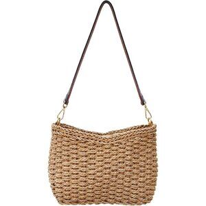 Women Small Hand Woven Straw Mini Beach Purse Chic Vacation Shoulder Bag